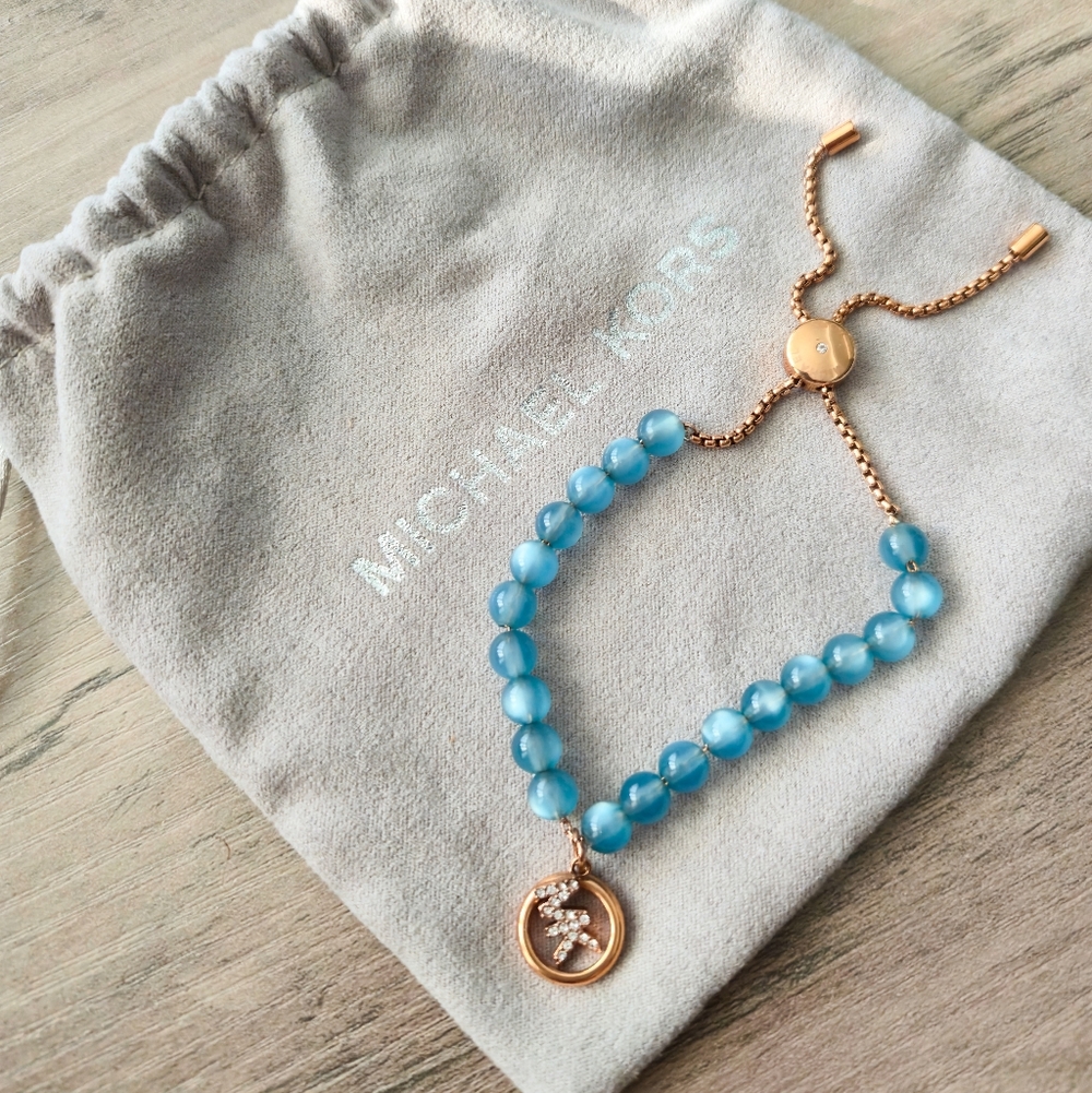 Michael Kors Pavé Logo & Imitation Pearl Slider Bracelet